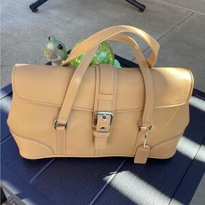 Coach light Tan Leather Handbag with Buckle